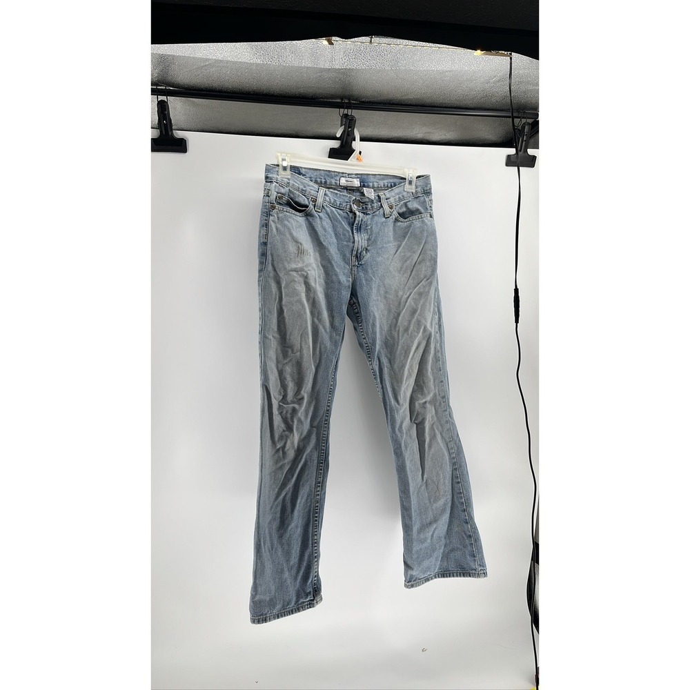 Old Navy sz 10 short Blue Loose Straight Leg Denim Faded distressed - Picture 1 of 4